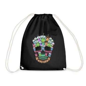 Bubble Tea Totenkopf Geschenk Boba Tea Bubble Tea - Turnbeutel - Schwarz - Vorne