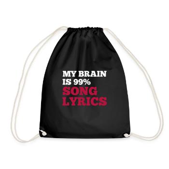 Mon cerveau est composé à 99% de paroles et de musique - Sac de sport léger - noir - Devant
