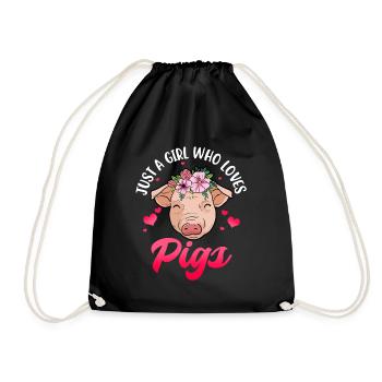 Schwein Geschenk Frauen Schweinegeschenk Mädchen - Turnbeutel - Schwarz - Vorne