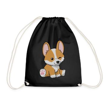 Süßer Corgi Hund Geschenk Frauen Hundeshirt Corgi - Turnbeutel - Schwarz - Vorne