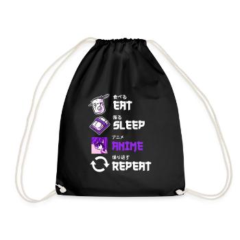 Eat Sleep Anime Replay Manga Readers - Drawstring Bag - black - Front