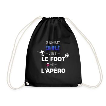 mec simple foot et apéro - humour - football - Sac de sport léger - noir - Devant