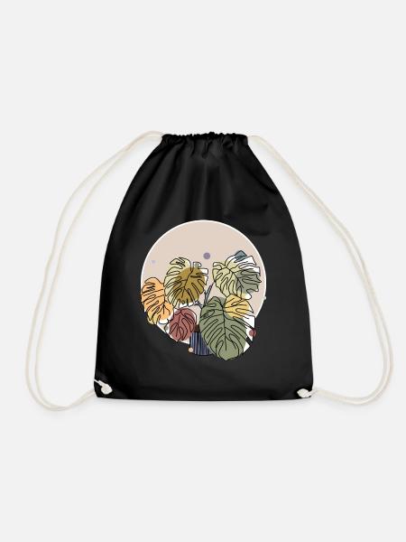 Vintage Blumen - Turnbeutel - Schwarz