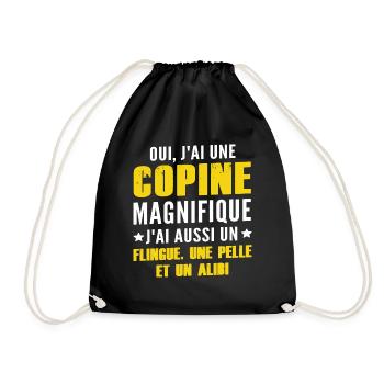 oui jai une copine magnifique / humour couple - Sac de sport léger - noir - Devant