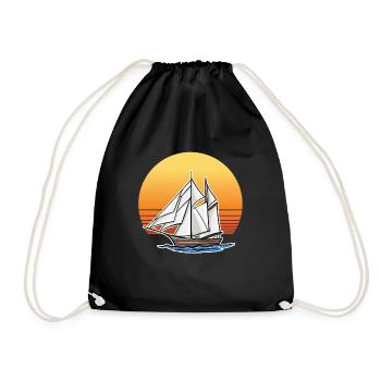 Retro Boat - Drawstring Bag - black - Front