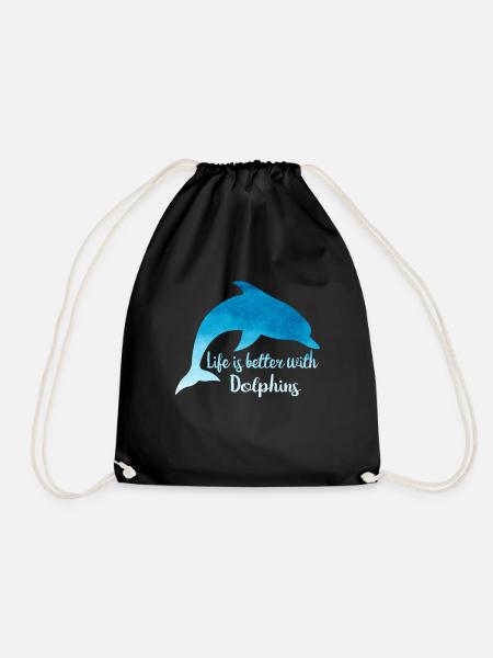Delphin T-shirt Blau geschenkidee - Turnbeutel - Schwarz