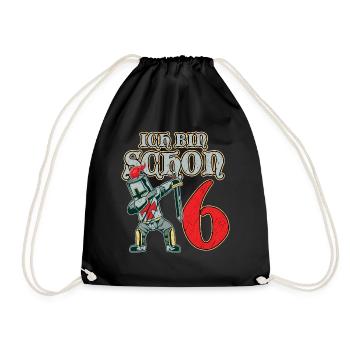 Ritter Geburtstag ich bin schon 6 Geburtstagsshirt - Turnbeutel - Schwarz - Vorne