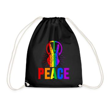 Regenbogen Gay Peace T-shirt Geschenk - Turnbeutel - Schwarz - Vorne