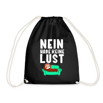 Nein keine Lust Faultier T-Shirt - Turnbeutel - Schwarz - Vorne