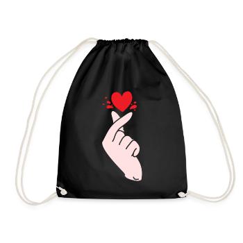 Finger Heart Saranghae Koreanische Popmusik K-pop - Turnbeutel - Schwarz - Vorne