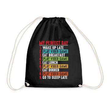 Gamer Player Gamepad Controller T-Shirt - Drawstring Bag - black - Front