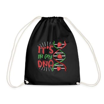 Strawberry Summer ITS IN MY DNA vegan biology nerd - Drawstring Bag - black - Front