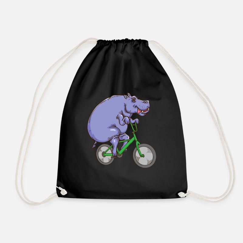 Nilpferd Geschenk Männer Fahrrad Lustiges Nilpferd - Turnbeutel - Schwarz