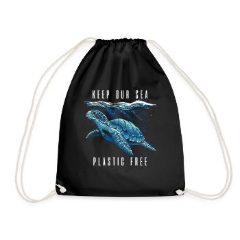 Keep Our Sea Plastic Free Earth Day - Turnbeutel - Schwarz - Vorne