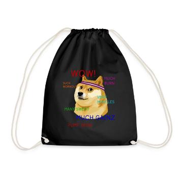 Fun Gym Doge Meme Workout Gainz - Drawstring Bag - black - Front
