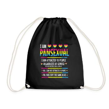 I am Pansexual Pan CSD LGBT against sexism - Drawstring Bag - black - Front