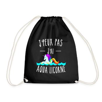 je peux pas j'ai aqua licorne - Sac de sport léger - noir - Devant
