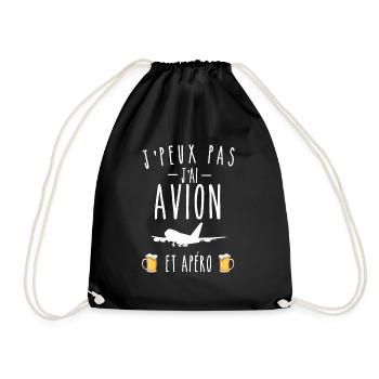 j'peux pas j'ai avion et apéro - Sac de sport léger - noir - Devant
