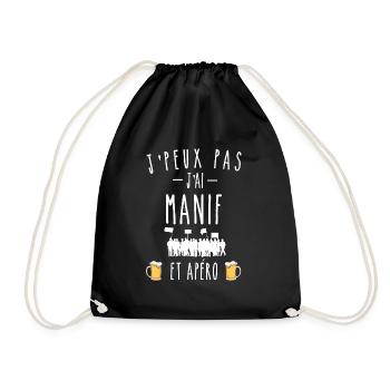 j'peux pas j'ai manif et apéro - Sac de sport léger - noir - Devant