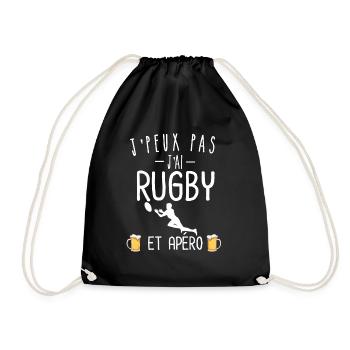 Je peux pas j'ai rugby et apéro - Sac de sport léger - noir - Devant