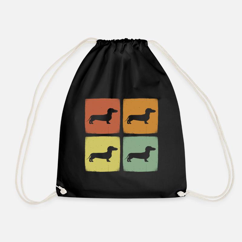 Vintage Haustier Dackel Hund Retro Tier - Turnbeutel - Schwarz