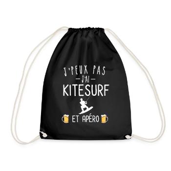 Je peux pas j'ai kitesurf et apéro - Sac de sport léger - noir - Devant