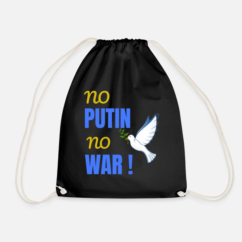 No Putin No War ! - Drawstring Bag - black