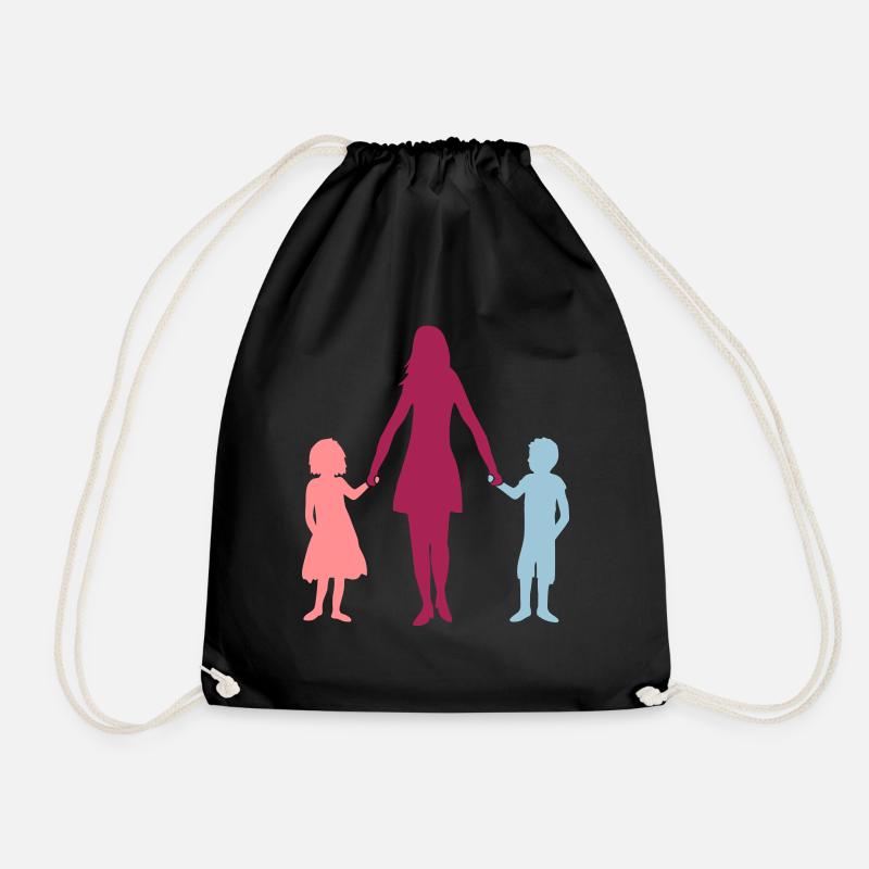 Mama 2 Kinder - Turnbeutel - Schwarz
