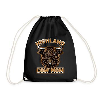 Highland Cow Mom - Drawstring Bag - black - Front
