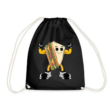Sandwich Bodybuilding Fitness Gym Gift - Drawstring Bag - black - Front