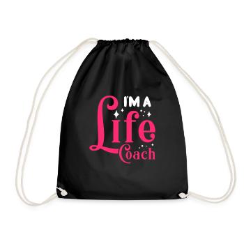 Life Coach Mentor Trainer Mindset Influencer Blog - Drawstring Bag - black - Front