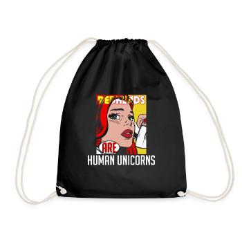 Redheads Human Unicorn Ginger Girl Red Haired - Drawstring Bag - black - Front