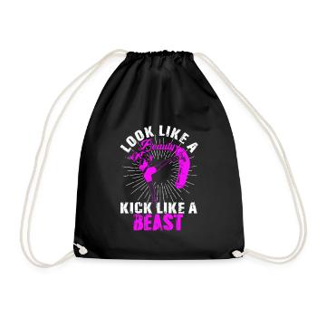 Beauty Kickboxing Beast Kickboxer Girl Fighter - Drawstring Bag - black - Front