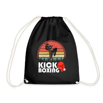 Retro Kickboxer Vintage Kickboxing Fighter MMA - Drawstring Bag - black - Front