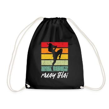Retro Muay Thai MMA Martial Arts Thailand Boxing - Drawstring Bag - black - Front