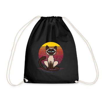 Siamese Cat Vapor - Drawstring Bag - black - Front