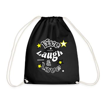 Lebe Lachen und Liebe - Turnbeutel - Schwarz - Vorne