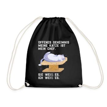 Meine Katze ist mein Chef. Offenes Geheimnis - Turnbeutel - Schwarz - Vorne