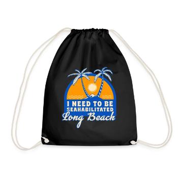 I Need To Be Seahabilitated Long Beach MS Summer - Drawstring Bag - black - Front