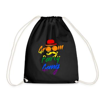 JGA 2022 Groom Party Gang pride LGBTQ+ - Turnbeutel - Schwarz - Vorne