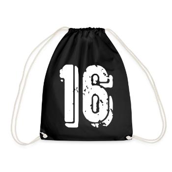 16 Zahl Trikot - Turnbeutel - Schwarz - Vorne