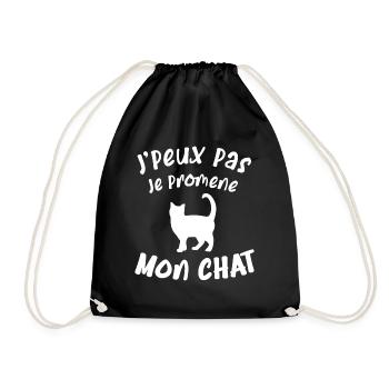 Je peux pas je promène mon chat - Sac de sport léger - noir - Devant
