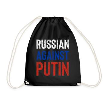 Russe contre Poutine drapeau russe grunge - Sac de sport léger - noir - Devant