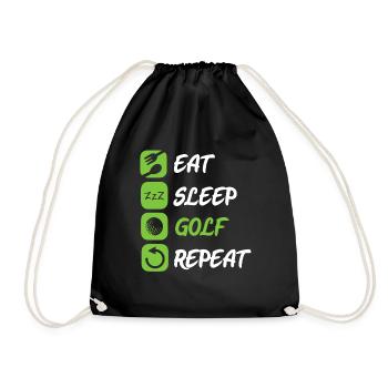 Eat Sleep Repeat Golf Golfer Golfschläger Golfen - Turnbeutel - Schwarz - Vorne