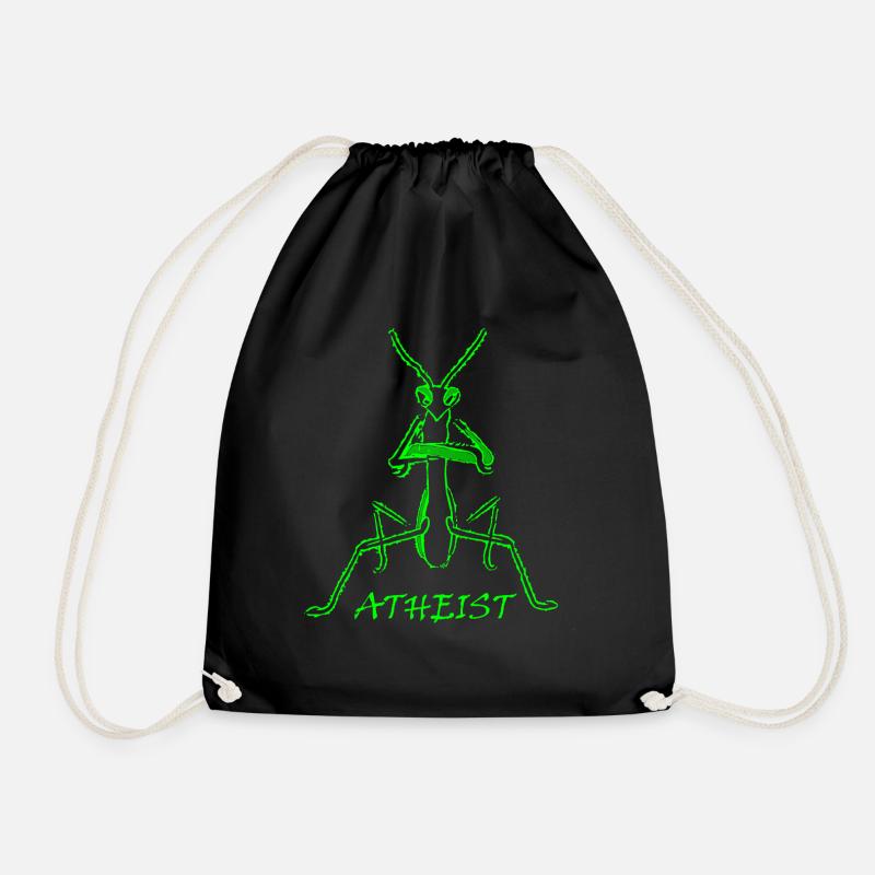 Atheist praying mantis - Drawstring Bag - black
