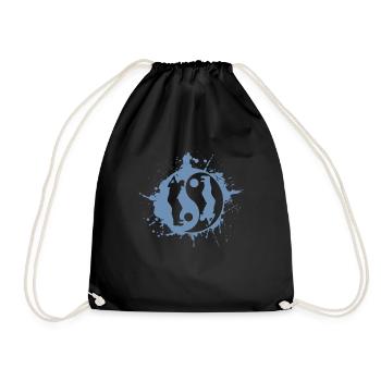 Golf Golfer Golfing Yin Yan Japanese Symbol - Drawstring Bag - black - Front