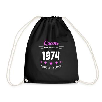 QUEENS ARE BORN IN 1974 - Drawstring Bag - black - Front