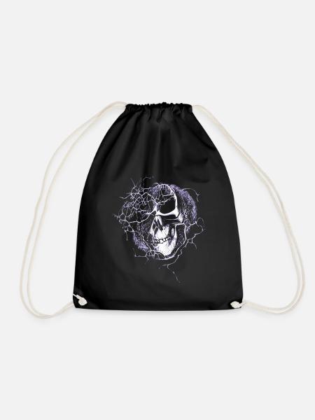 Thunder Halloween Skull - Drawstring Bag - black