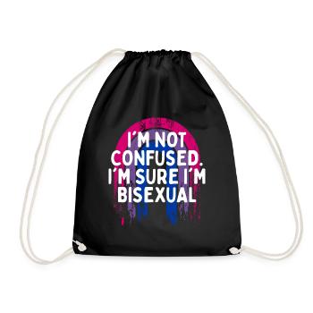 I'm Sure I'm Bisexual Bi Positivity Bi Pride - Drawstring Bag - black - Front