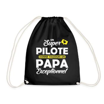 super pilote - papa exceptionnel - Sac de sport léger - noir - Devant
